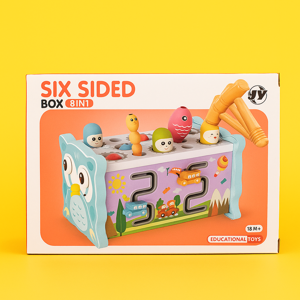 Дрвената Едукативна Кутија 8 во 1 – Six Sided Box