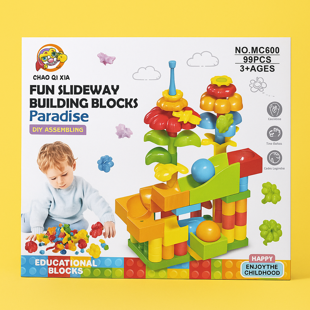 FUN SLIDEWAY BUILDING BLOCKS - Сет со Блокчиња и Топчиња