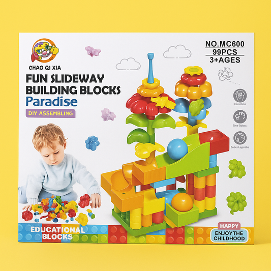 FUN SLIDEWAY BUILDING BLOCKS - Сет со Блокчиња и Топчиња